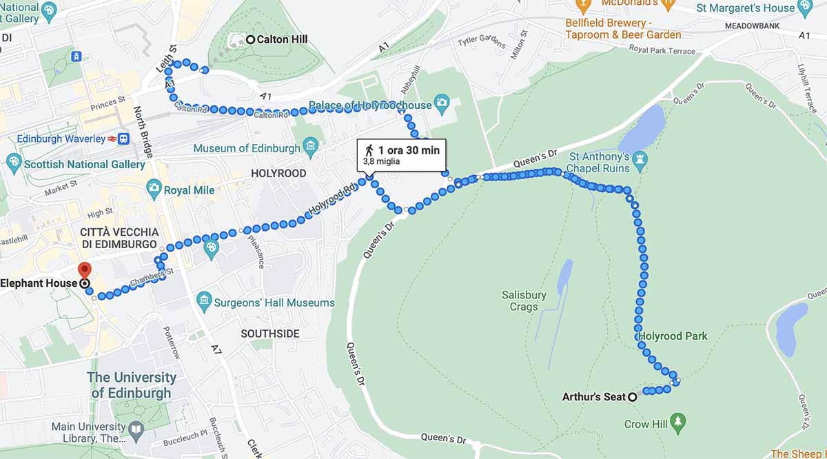 mappa itinerario edimburgo giorno 2