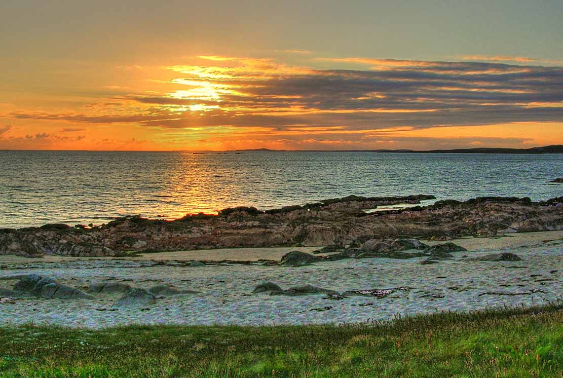 panorama tramonto baia clifden nel connemara